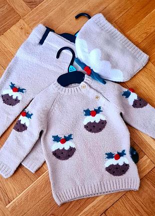 Теплий трикотажний костюм
в'язаний костюмчик  для дівчинки