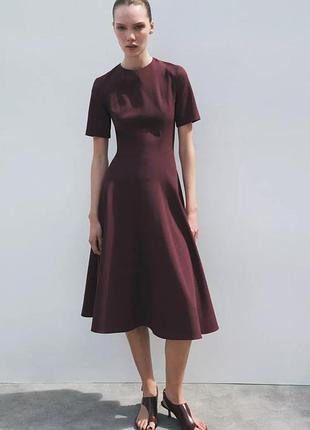 Бордовое женское платье zara new