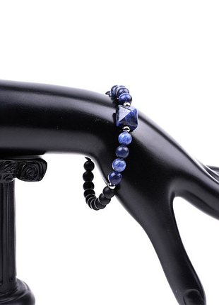 Браслет пирамидка лавовый камень лазурит