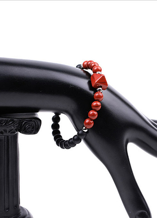 Браслет пирамидка лавовый камень красная яшма