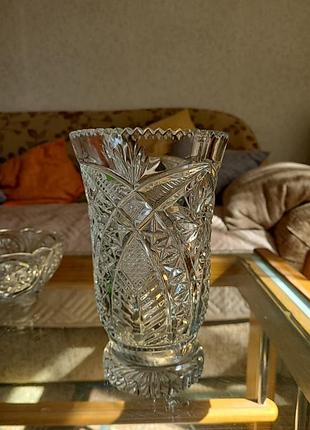 Ваза для квітів кришталь вінтаж, тяжка.