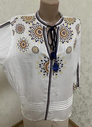 Стильна ефектна блуза сорочка імітація вишиванки бренду desigual