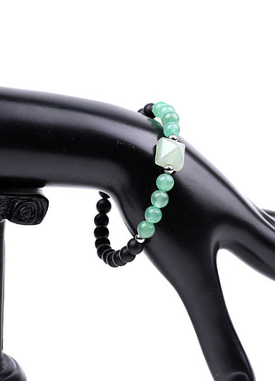 Браслет пирамидка лавовый камень зеленый авантюрин