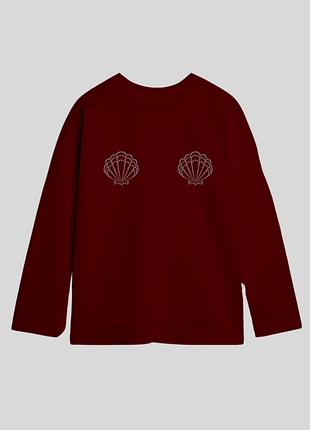 Лонгслів оверсайз з мушлями стрази