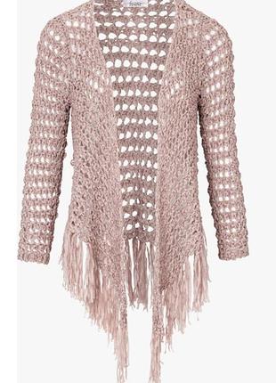 Летний пляжный кардиган крупной вязки с бахромой linea tesini