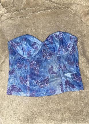 Кроп топ корсетного типа прозрачный сеточка мягкая чашка prettylittething s