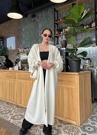 Теплый кардиган под пояс с ворсом