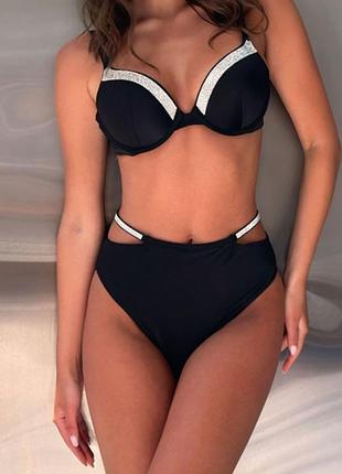 Купальник со стразами victoria's secret very sexy shine trim push-up, черный