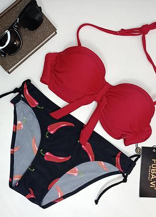 Купальник push-up красный с перчинкой s-m