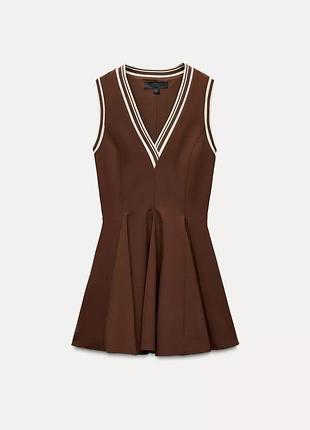 Коричневое платье женское в рубчик zara new4 фото