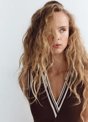 Коричневое платье женское в рубчик zara new3 фото