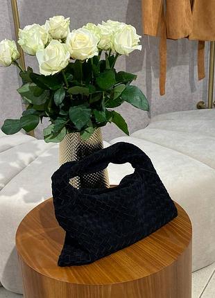 Чорна замшева сумка боттега преміум люкс