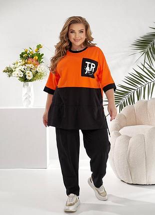 Костюм спортивный хлопок с футболкой на кулиске 56-70 р-р