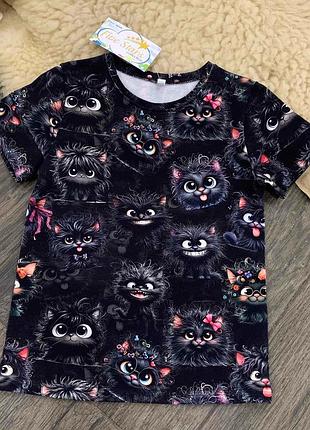 Дитяча футболка чорна кошенята five stars 98р-140р