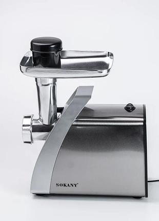 М'ясорубка електрична sokany sk-06001 сталь з насадками та ґратами 2400 вт