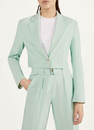 Мятный фирменный жакет летний укороченный бренд bershka/m