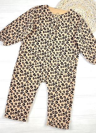 Вільветовий комбінезон з трендовим лео принтом від next на крихітку 1.5-2 рочки, 86-92 см.