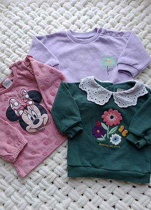 Набор из трех свитшотов для девочки 3-6 месяцев
