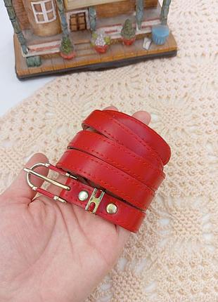 Стильний червоний шкіряний пояс ремінь жіночий , 100% шкіра