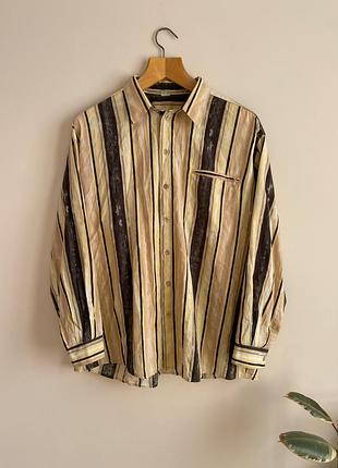 Винтажная рубашка в полоску, размер l