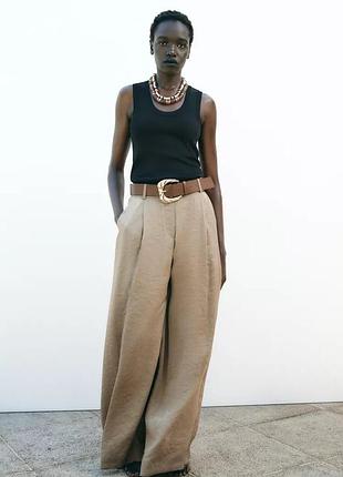 Атласные брюки wide-leg с ремнем