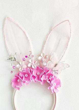 Обруч зайчика кролика розовый