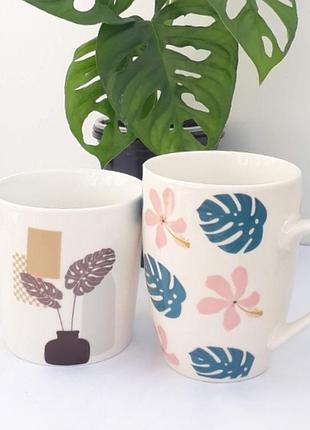 Чашка из монстера с декором кружка с монстерой растениями, горнитка