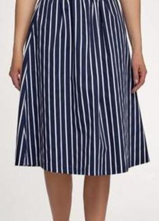 Стильная, красивая, юбка миди, с карманами, высокая посадка, в полоску