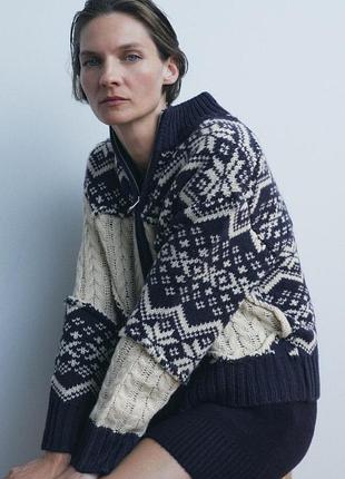 Жакардовий кардиган на блискавці zara розмір s. m. l