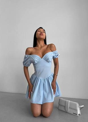 Жіночий комбінезон комбенізон комбез літній з дихаючої тканини імітацією корсету сукня плаття з шортиками