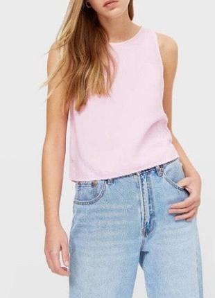 Футболка-топ рожевий лляний , stradivarius, розміри m і l, 30% льон