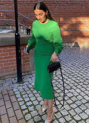 Потрясающее зеленый платье футляр zara