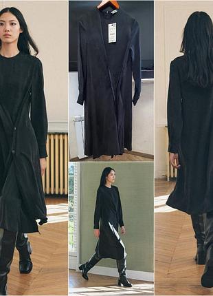Крутое стильное платье-миди zara zw collection из натурального состава. new