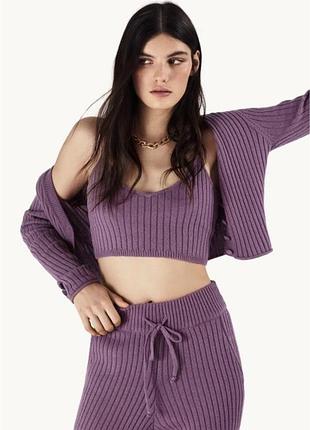 Стильный вязаный топ майка кроп в рубчик р.m/l zara