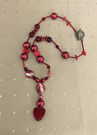 Колье перламутр,стекло,корал