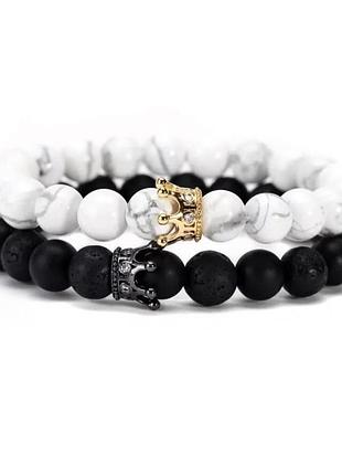 Парные браслеты из камней для влюбленных