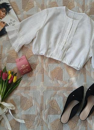 Блуза укороченная, топ женский, 100% хлопок