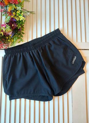 Спортивні чорні подвійні шорти для бігу спорту тренувань