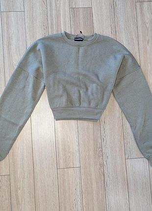 Укороченный свитшот худи на флисе prettylittlething