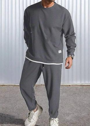 Спортивний стильний костюм, туреччина,  графіт та чорний, s,m,l,xl,xxl,xxxl