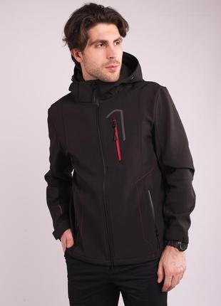 Ветровка толстовка куртка мужская черная softshell avecs av-70390/1 black размеры 46 48