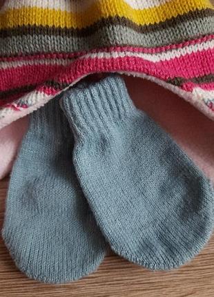 Шапочка и варежки на девочку cool club