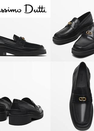 Женские кожаные лоферы massimo dutti