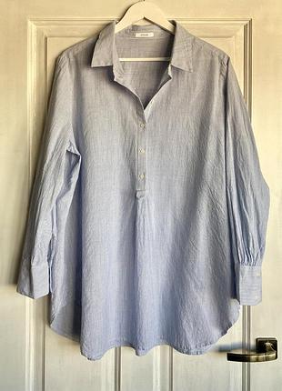 Жіноча довга голуба сорочка з довгими рукавами opus розмір 44