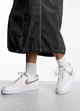 Кожаные белые кроссовки nike court vision low fn7323-100 найк кеды натуральная кожа