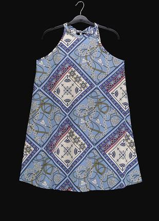 Лёгкое свободное платье "shein" голубое с принтом, eur38, м.