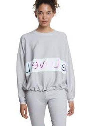 Жіноча спортивна толстовка desigual біла з різнокольоровим люрексом розмір м (46)