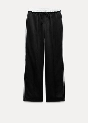Брюки с двойным поясом и лампасами zara