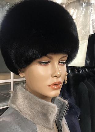Шапка натуральний  песець,чорна