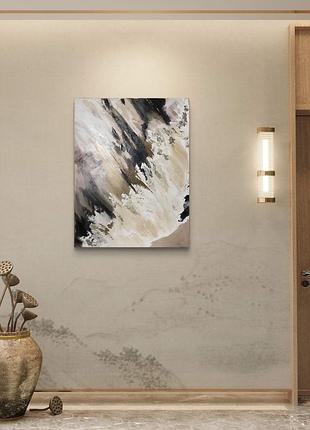 Картина сучасна інтер'єрна. текстурна с золочінням.6 фото